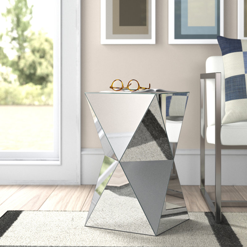 Hanchett Mirrored Glass Top End Table