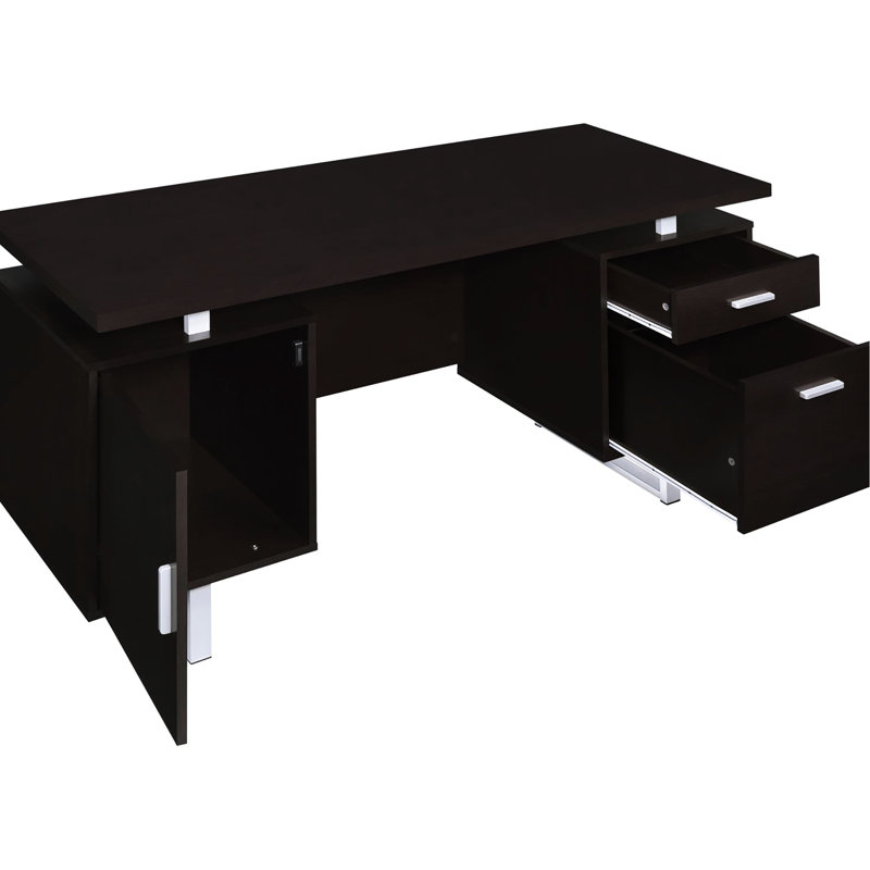 Bureau Cappuccino avec compartiments de rangement et classeur