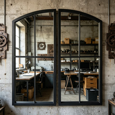 Ensemble de 2 miroirs muraux Black Arch
