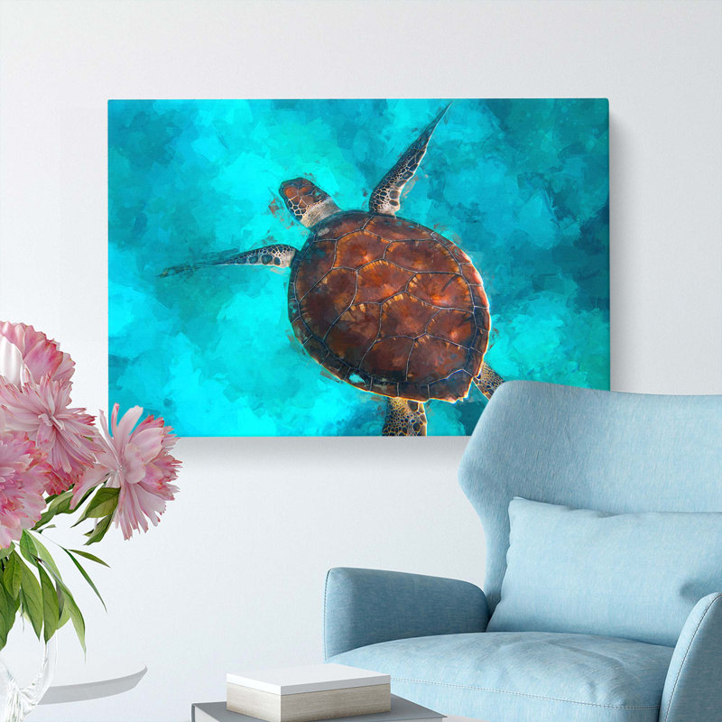 A Sea Turtle In Abstract - Wrapped Canvas, 35cm H x 50cm W x 3cm D
