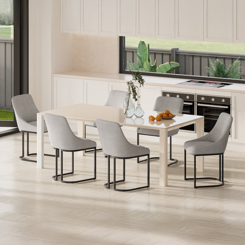 Dining Chair with Metal Legs, Beige