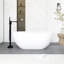 Baignoire autoportante blanche 59 po avec trop-plein et bonde escamotable 59 po pour salle de bain contemporaine