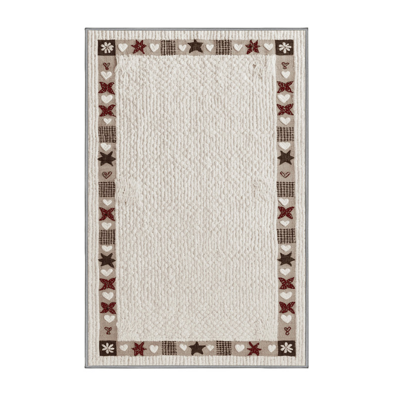  Tapis blanc lavable Farmhouse Farm, Rectangle de 5 pi x 8 pi