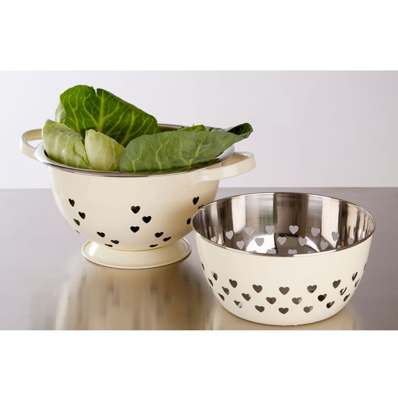 Symple Stuff Stainless Steel Colander, Ivory