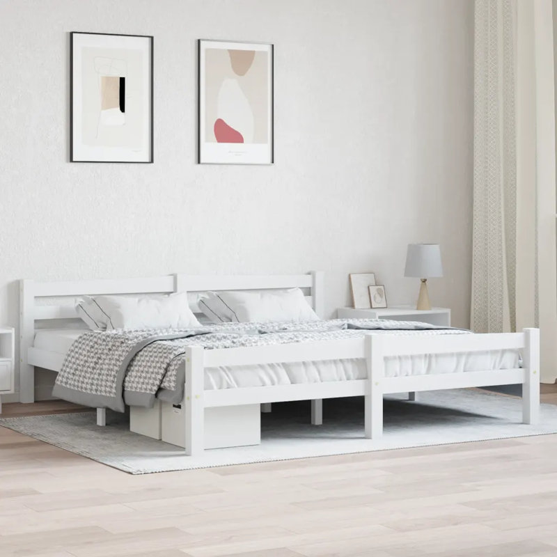 Beeman Solid Wood Bed, White, European Kingsize (160 x 200cm)
