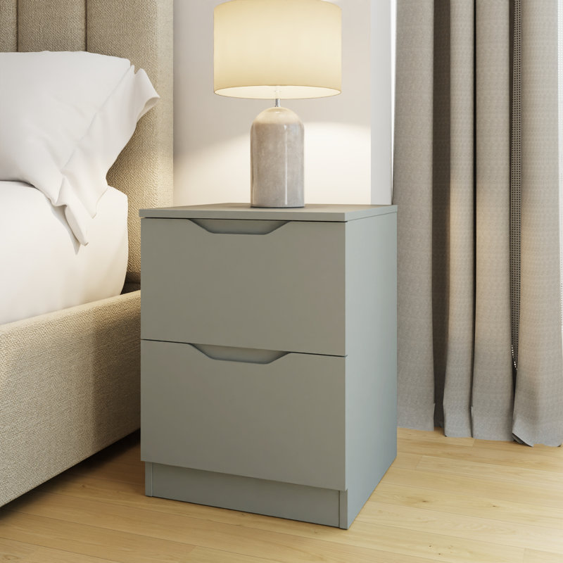 Groove Handled 2 Drawer Bedside, Sage Green