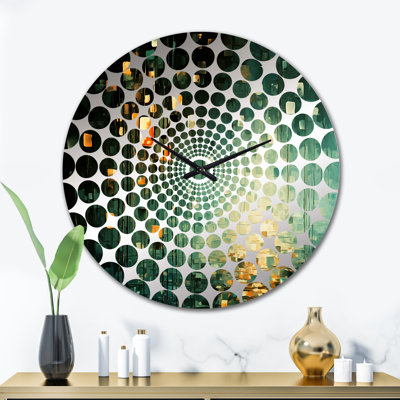 Ambitions Of Dreams Retro Gold And Teal III - Abstract Painting Wall Clock