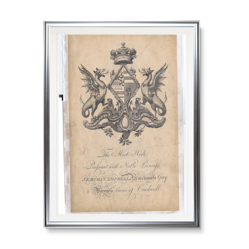 «Peerage of England V», art textuel, H 24 po x l 20 po x 1,5 po, Cadre argenté