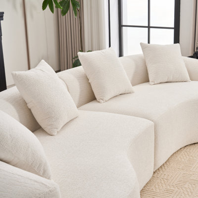 Canapé courbé désossé, canapé modulaire à compression de 110 po, blanc haute densité, canapé-lit pour salon, salon, appartement, chenille