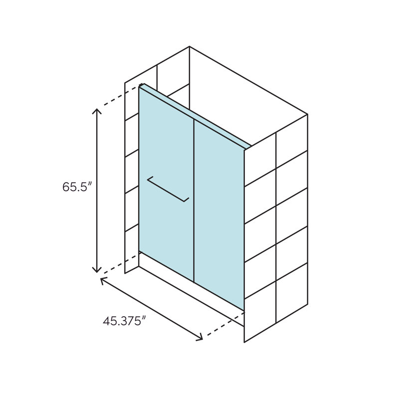 Finesse - W x 65.5'' H Bypass Door Frameless Shower Door with, Deep Bronze