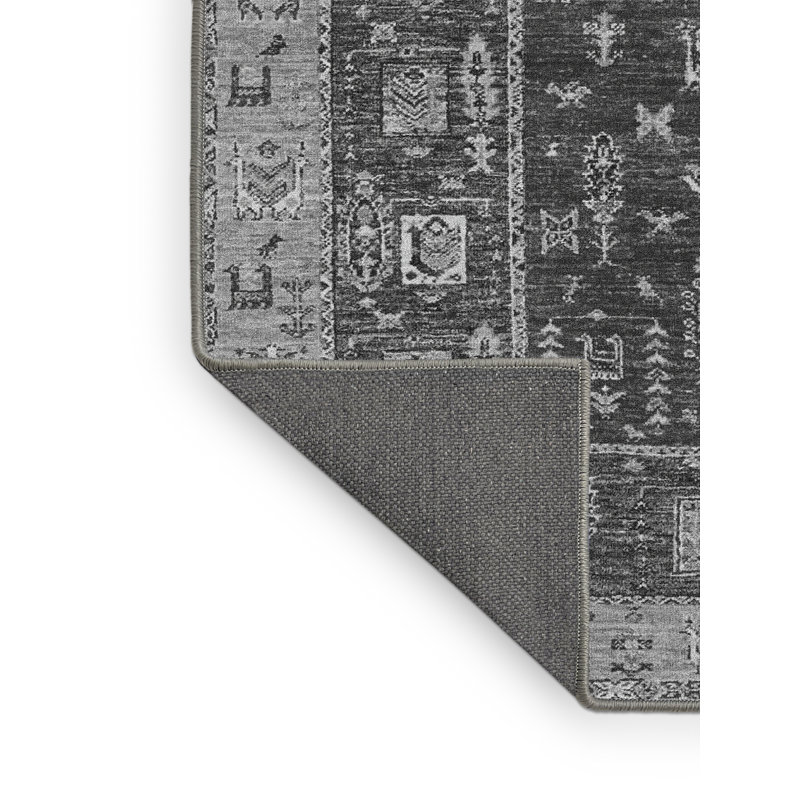 Tapis gris abstrait tissé à la machine abstrait 3 pi x 5 pi