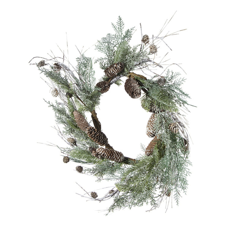 D24" Pine/Pinecone Wreath, Green