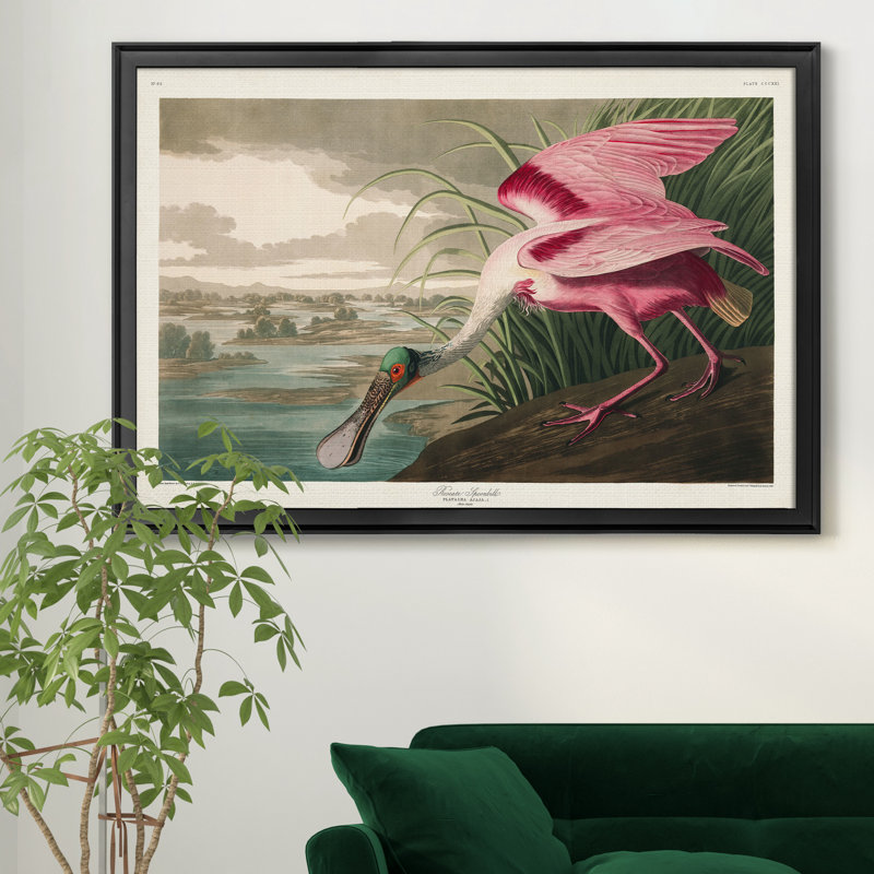 " Roseate Spoonbill ", Black, 26.5" H x 36.5" W x 1" D