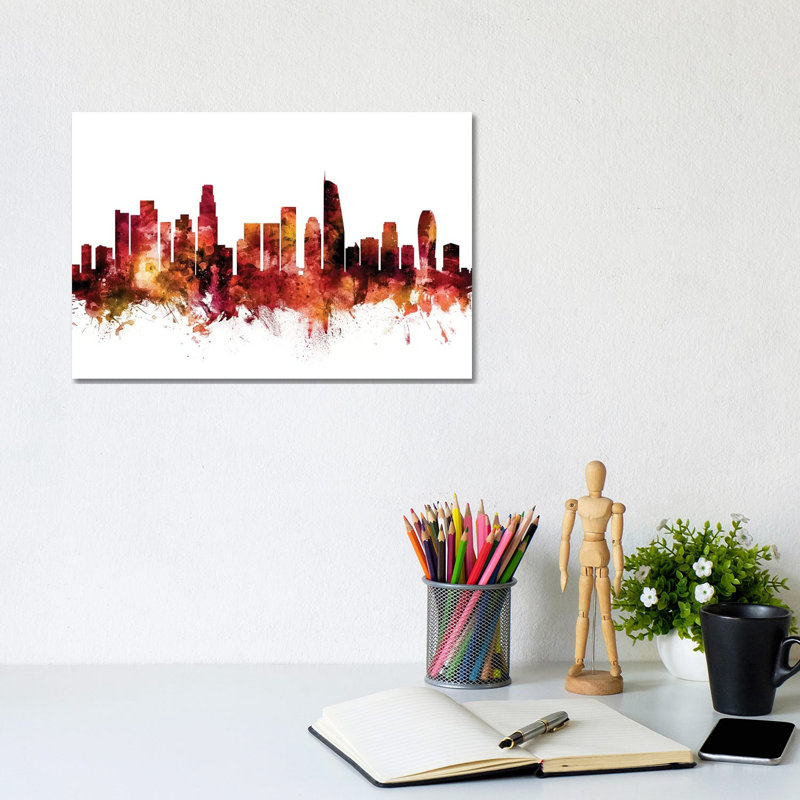 Los Angeles, California Skyline by Michael Tompsett - Wrapped Canvas Gallery-Wrapped Canvas Giclée, 20.32 cm H x 30.48 cm W