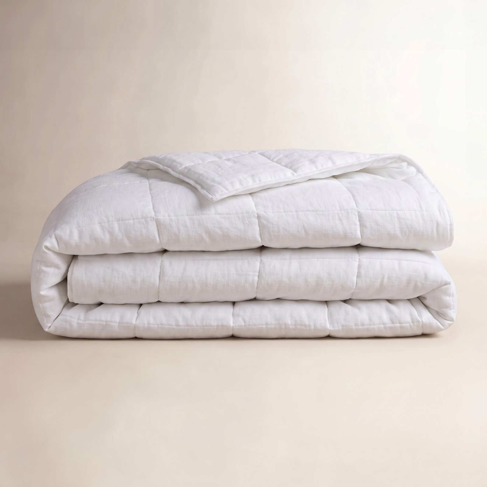 French Linen Quilt Set, White, King Quilt