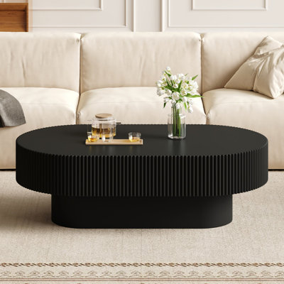 Table basse ovale élégante de 43,3 po avec plateau épais de 6,8 po