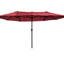 Très grand parasol de patio de 15 pi, double avec évents, rouge vin pour la détente en plein air, cour arrière bloquante, terrasse, piscine