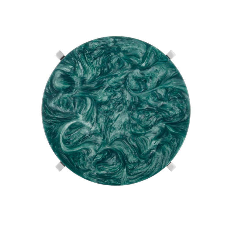 Rina End Table, Teal/Polished Nickel