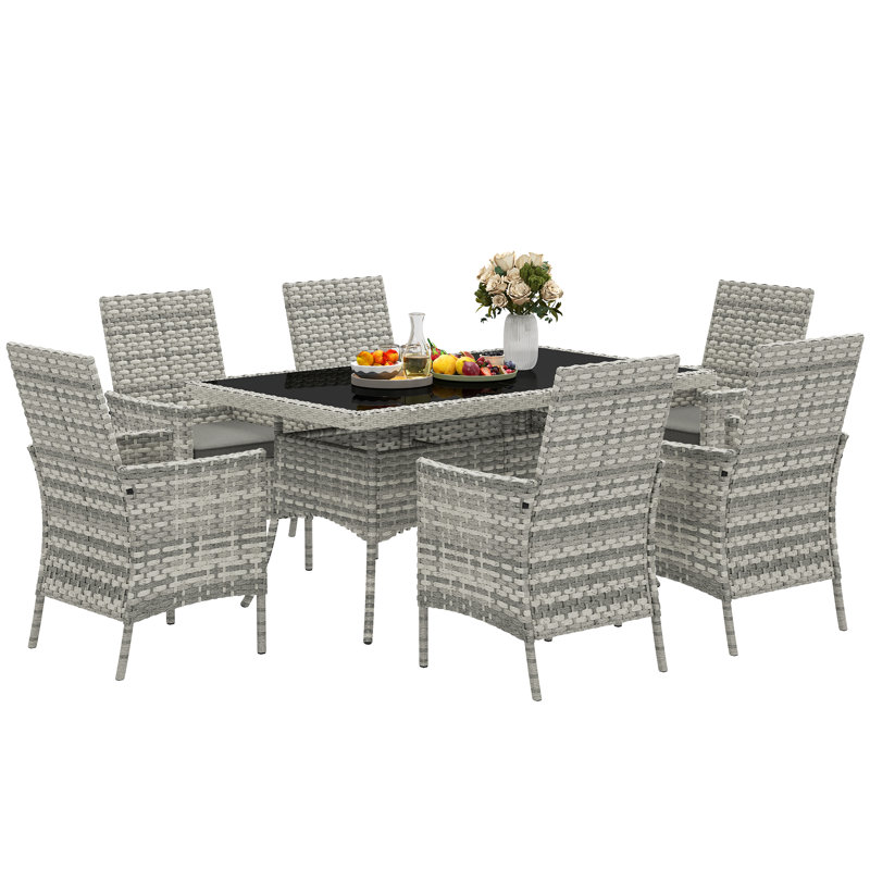 6 - Person Patio Dining Set with Rectangular Table , Cushions Included