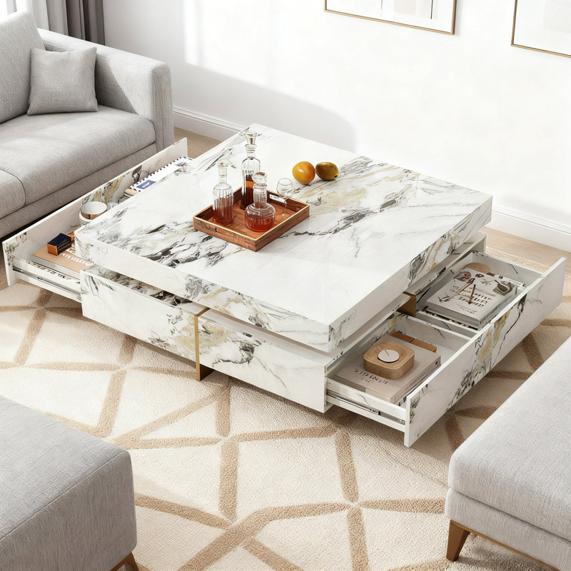 Table basse avec tiroir et base flottante Goceb