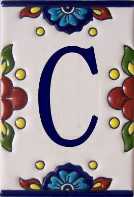 Carrelage TalaMex mexicain Talavera Mission lettre C