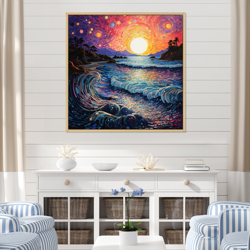 Colourful Beach Landscape II - Nautical & Beach Canvas Prints, Cadre naturel flottant, H 16 po x l 16 po x P 1 po