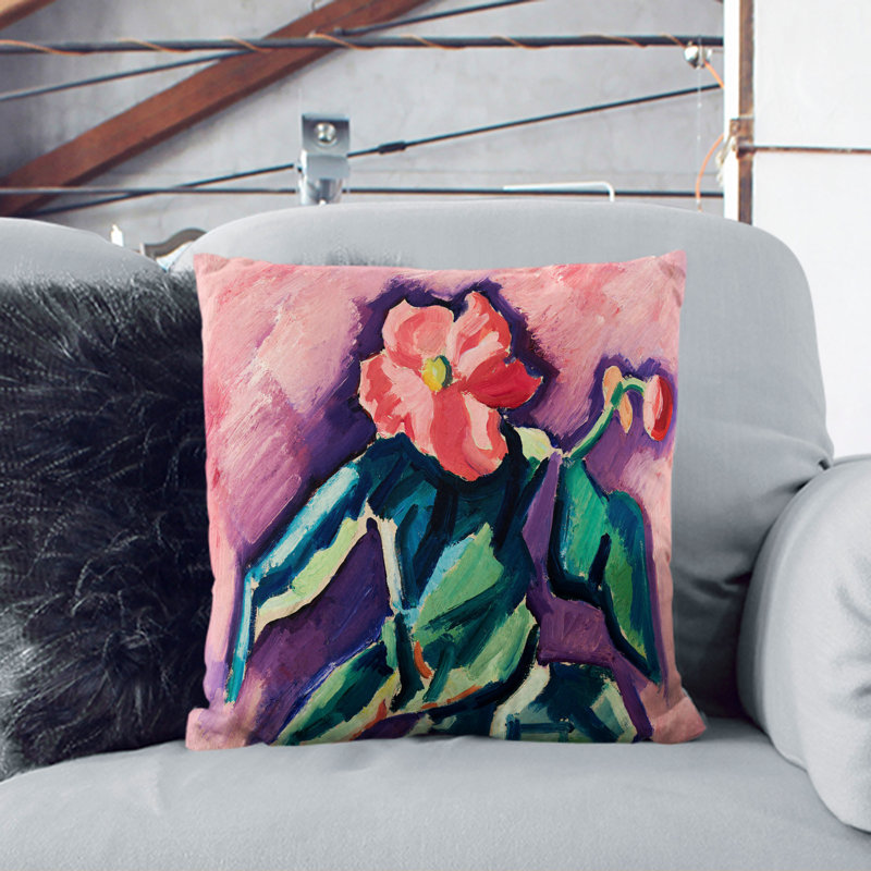 Pink Begonias By Marsden Hartley Square Throw Cushion, 40cm H x 40cm W x 15cm D