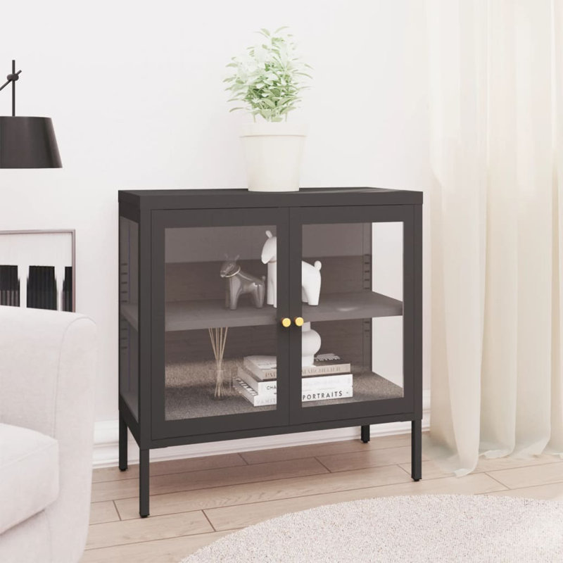 Buffet moyen en acier thermolaqué gris anthracite, Anthracite, H 70 cm x l 70 cm x P 35 cm