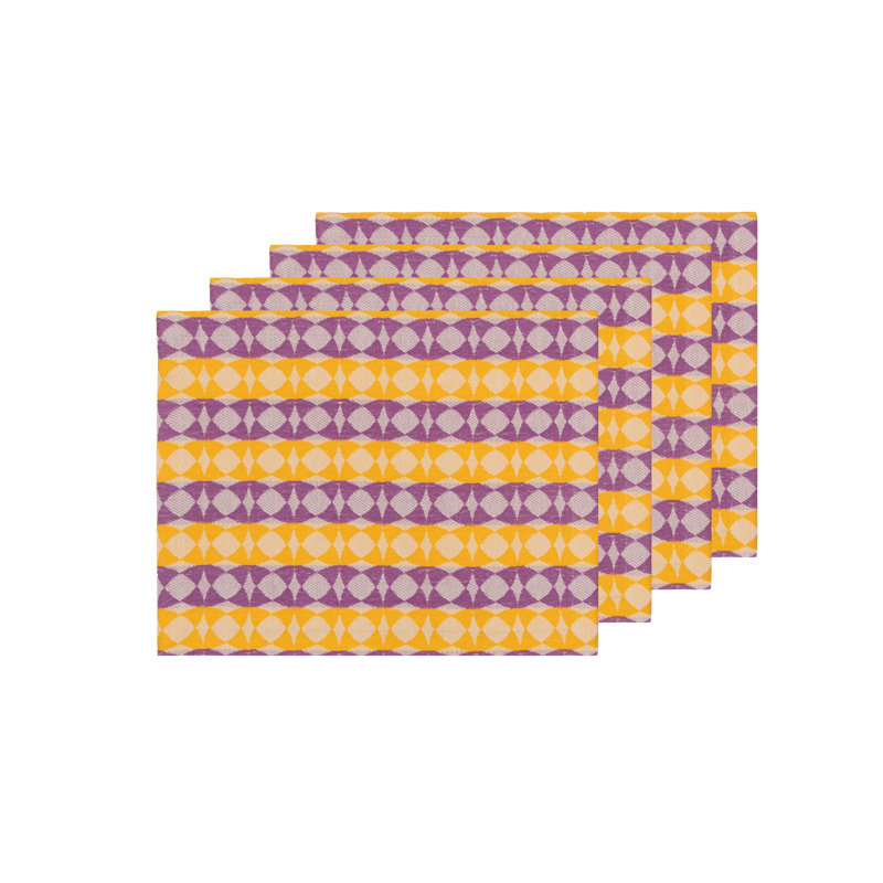 Handloom Jacquard Collection Table Placemat 14x18 Inch, Gray;Yellow