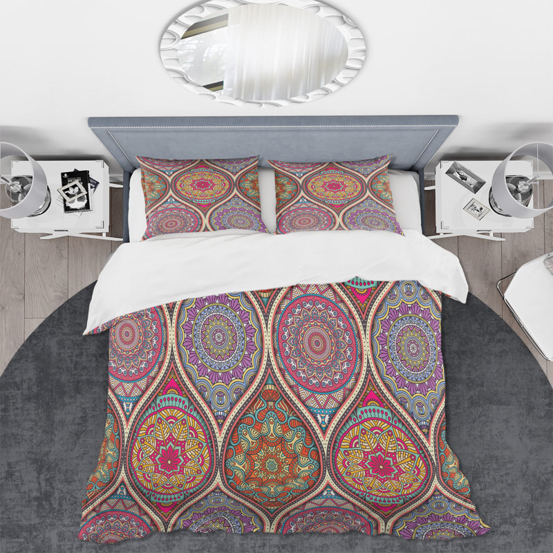 Ensemble de housse de couette en microfibre multicolore, Housse de couette simple + 1 taie décorative stan