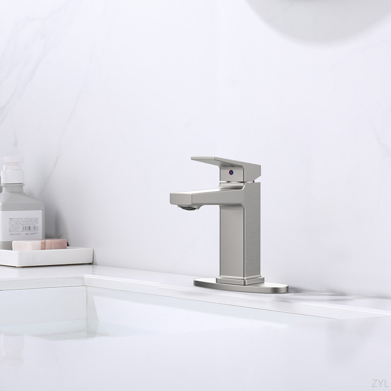 Robinet de salle de bain à poignée simple avec plate-forme pour 1 ou 3 trous, robinet de meuble-lavabo avec deux tuyaux de 9/16 po