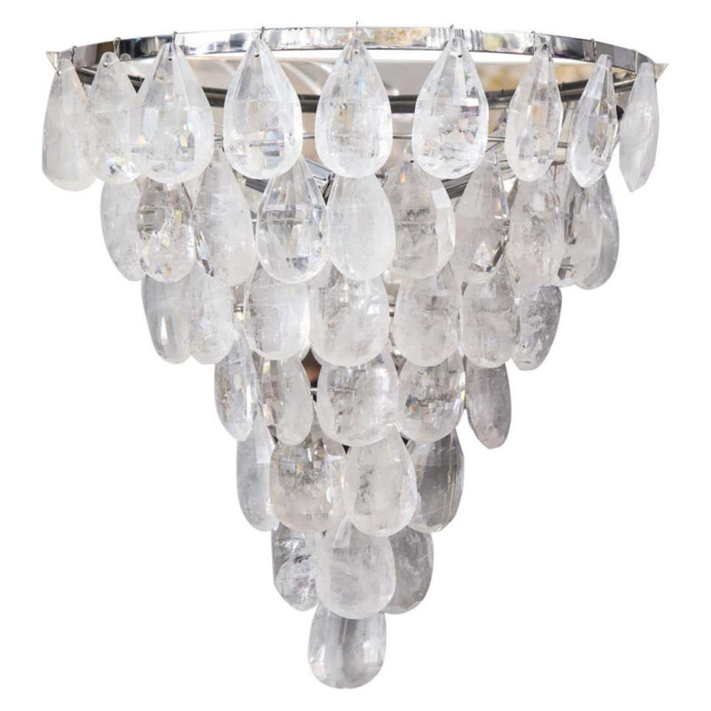 Lustre en cristal de roche à fixation encastrée Organic, Couleurs mélangées, 18" Width x 6" Depth x 16" Height, Laiton brossé