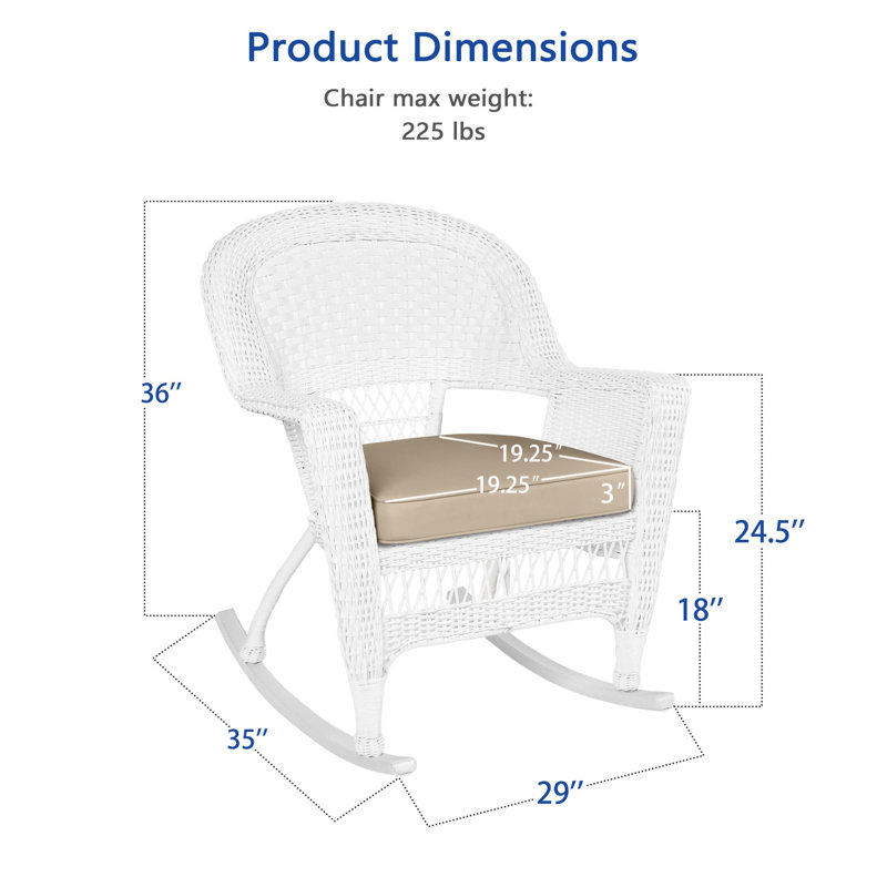 Chaise berçante en osier Raenesha, Blanc, Brun clair