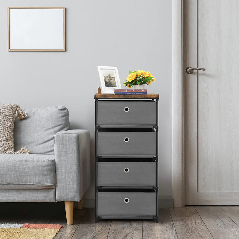 Commode 4 tiroirs Xaviona, gris