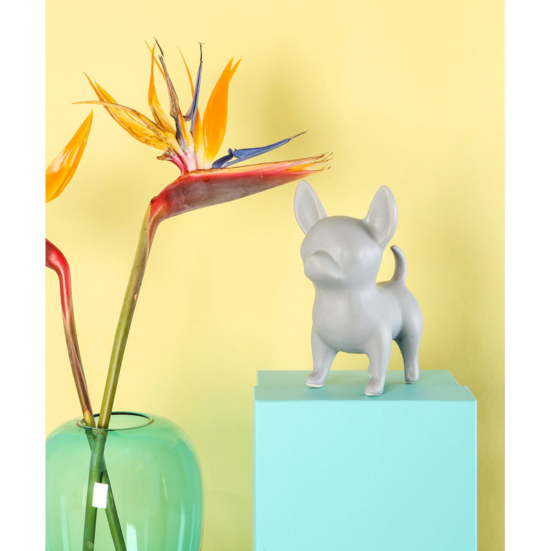 Figurine Rideau, Matte Dark Gray, H 7,87 po x l 6,69 po x P 4,33 po, Chihuahua