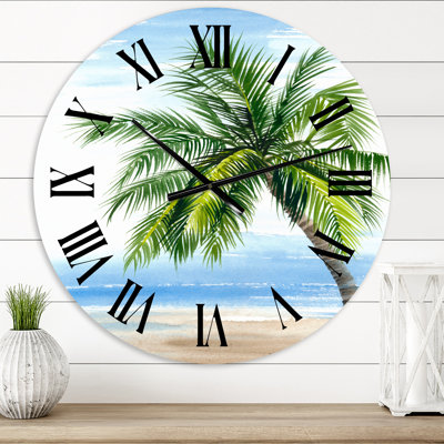 Palm Tree At The Beach Resort - Nautical & Coastal wall clock