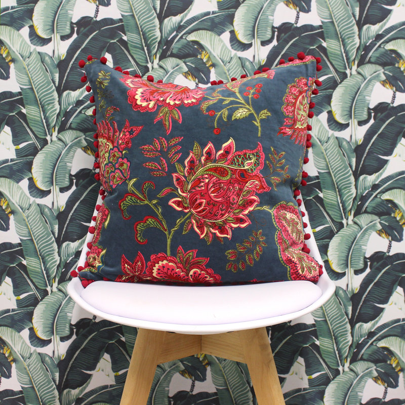 Malisa Paisley Square Pillow Cover, Smoke Blue