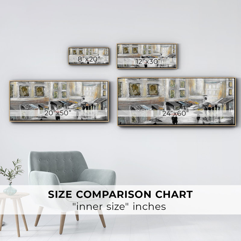 Sunday Market- Framed Canvas, 8" H x 20" W