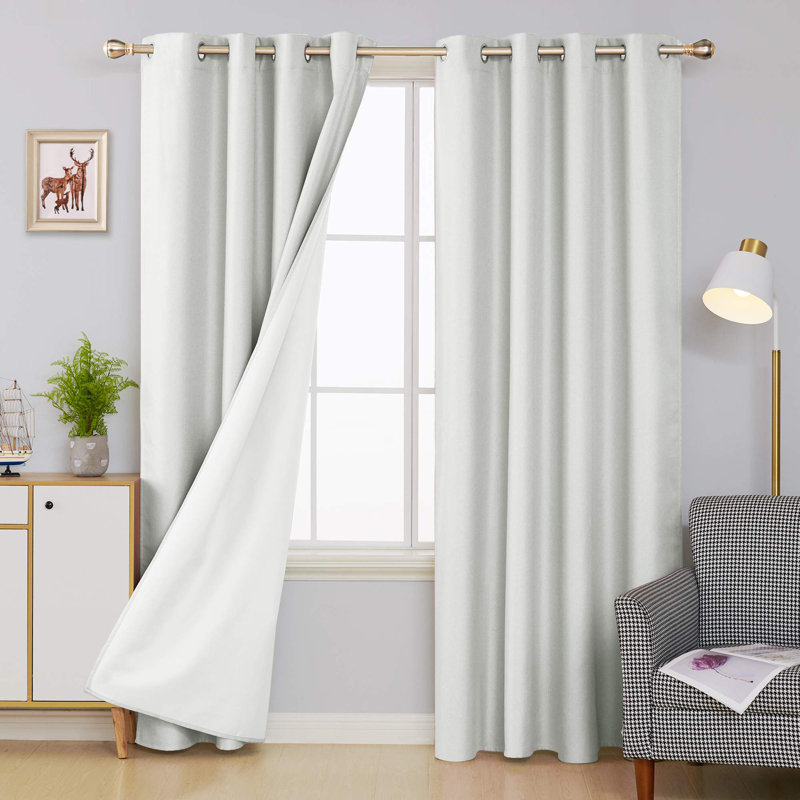 Total Coating Blackout Curtains (Set of 2), 52" W x 95" L, Light Grayish White