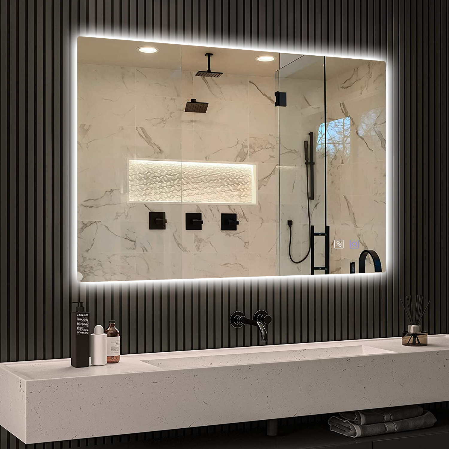 Wrought Studio Avit LED Backlit Frameless Lighted Bathroom/Vanity