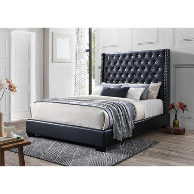 Black Leather Queen Bed