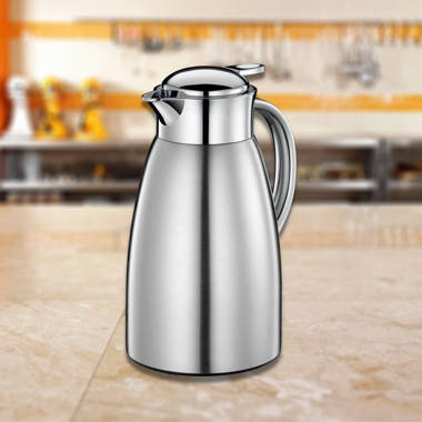 Sumerflos 68 oz Stainless Steel Coffee Thermal Carafe / Double Walled Vacuum Thermos Insulated / 12 Hour Heat Retention / 2 Liters (Blue)