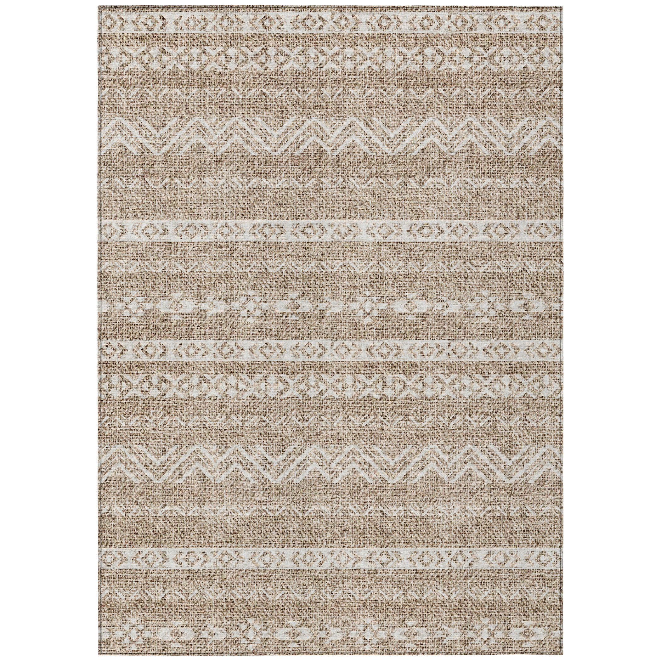 HomeRoots 3' X 5' Beige Southwestern Washable Indoor Outdoor Area Rug ...