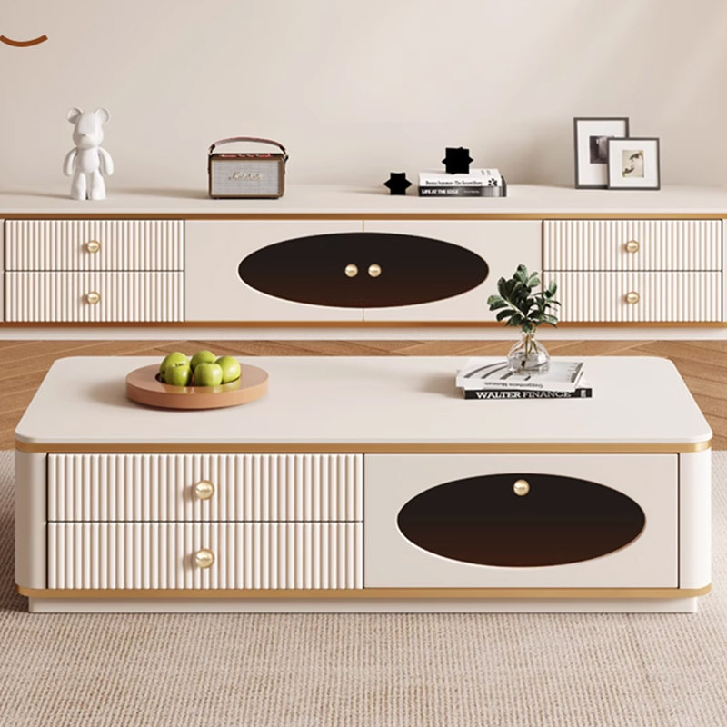 Table basse en bois massif de style crème, H 13,77 po x L 51,18 po x l 23,62 po