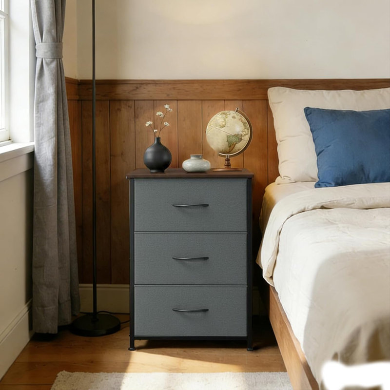 Stylish 3-Drawer Dresser with Removable Fabric Bins, Multi-Functional Storage Organizer for Bedroom, Living Room, Closet, Entryway, Hallway, Laundry Room - Wood Grain Print, Easy Assembly, Space-Savin