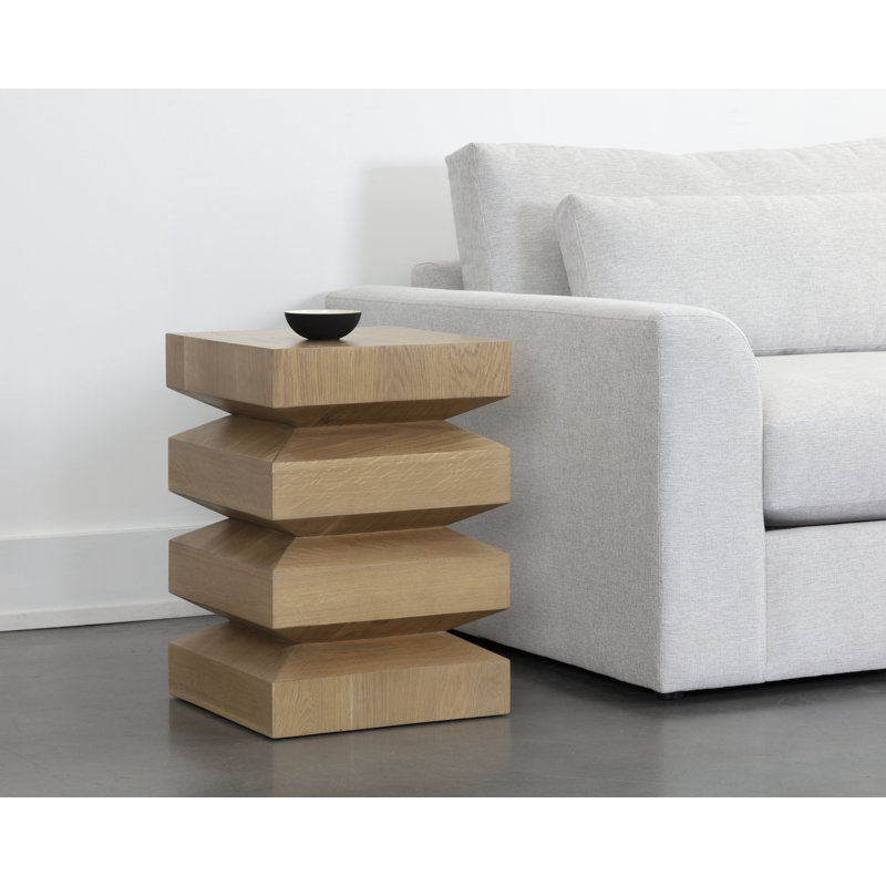 Siona Solid Wood End Table, Natural Wood