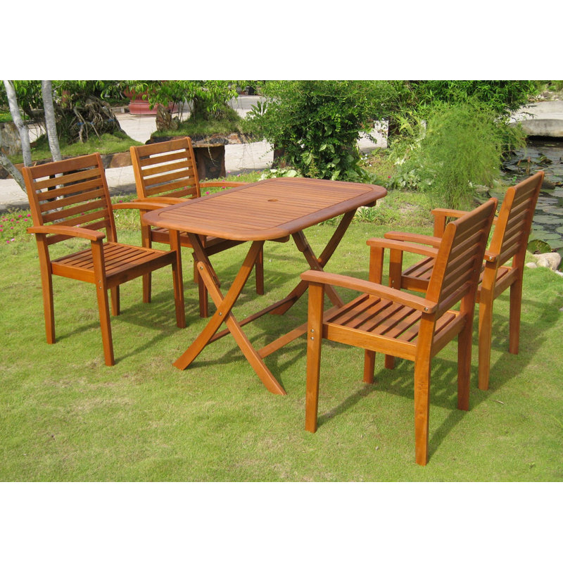 Blaser Wood Patio Dining Set with Rectangular Table