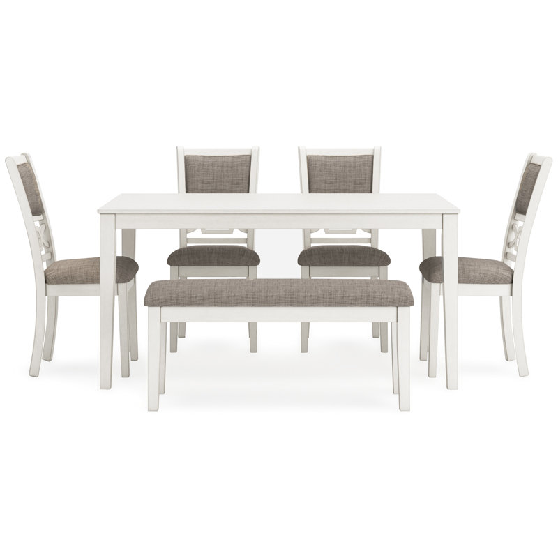 Damonee Dining Table And 4 Chairs And Bench (Set Of 6)