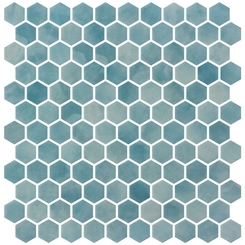 Watelle Honeycomb Marble Look Recycled Matte Glass  Hexagon Mosaic Wall & Floor Mosaic Tile, Shimmer
