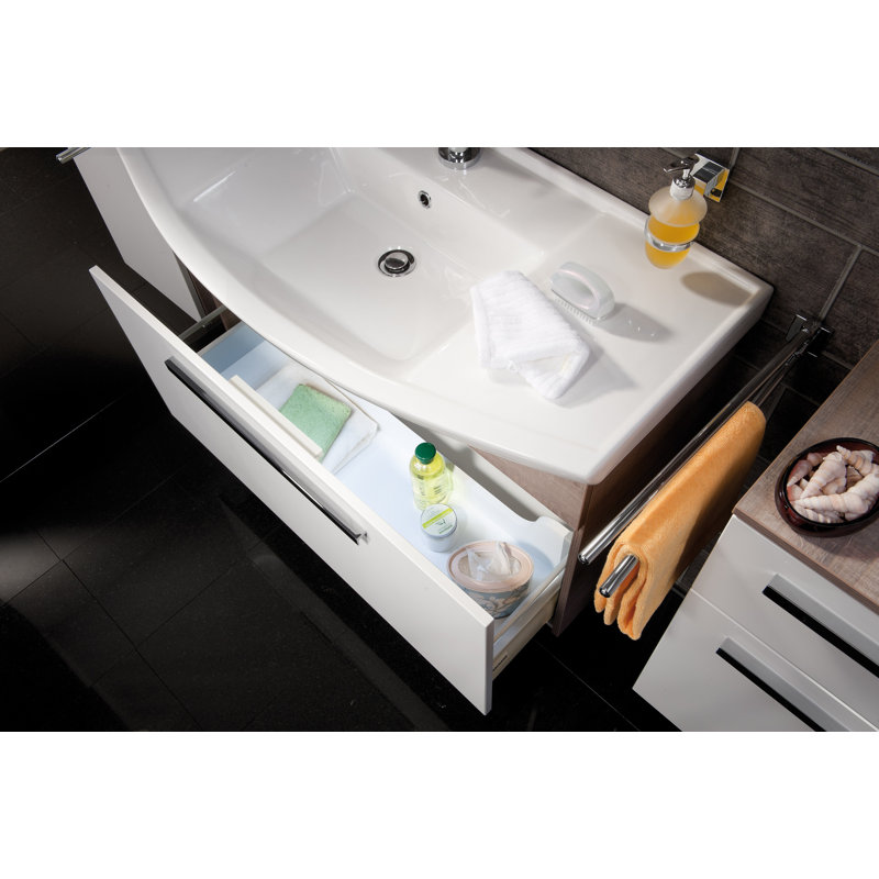 A-Vero 985mm Single Bathroom Vanity with Farmhouse Basin, Grau / Weiß
